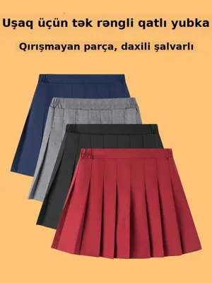 Qız uşağı məktəb yubkası, qara, qatlı